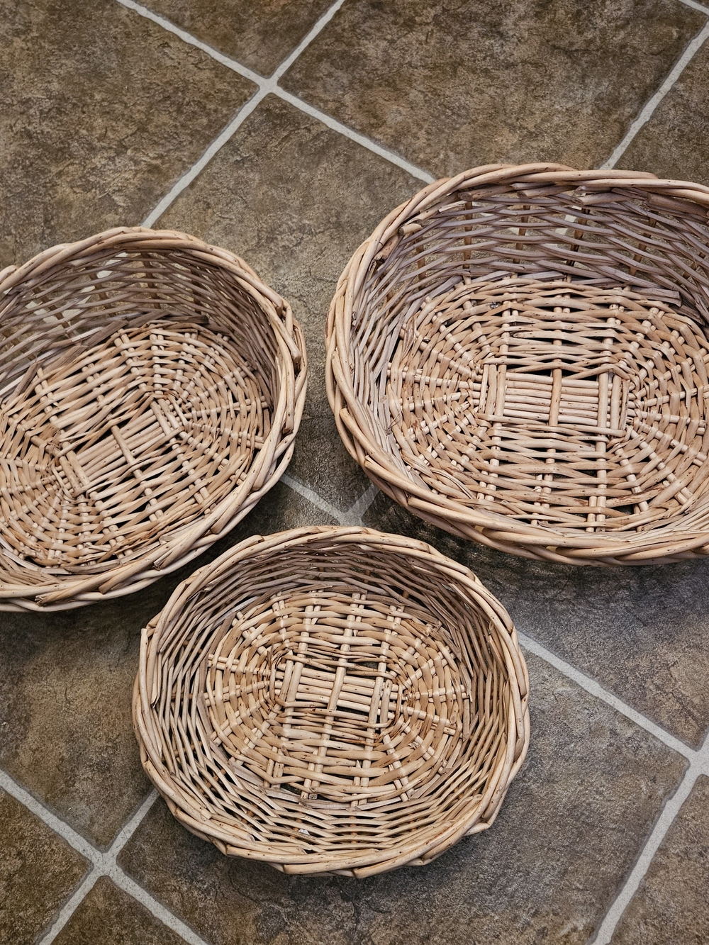 Natural Wicker Oval Basket Set - 3 Pieces